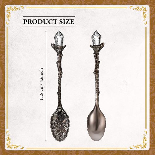 Honoson Retro Coffee Spoons Crystal Alloy Spoons Vintage Carved Coffee Spoon Decorative Dessert for Cafe Tableware Home Office Party Supplies(50 Pieces)