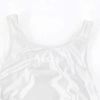 AESCO School Swimsuit, T-Bag, Excellent Elasticity, Smooth to Put On and Take Off, Pleasant Texture, Cute, Super Sexy & Glossy, High Leg, Leotard, Competition Swimsuit, Smooth, Cosplay, Gymnastics Clothes, wht, M