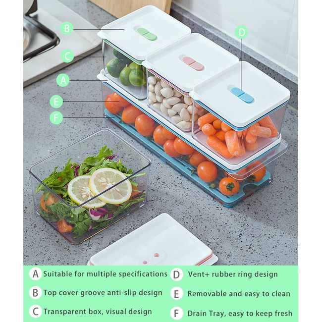 Fridge Produce Saver Food Storage Bin Containers, Stackable Refrigerator  Freezer