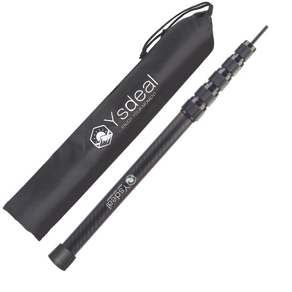 Ysdeal Tarp Pole, 3K Carbon, 100% Carbon Fiber, Maximum Diameter 1.1 inches (28 mm), Length 18.5 - 82.7 inches (47 - 210 cm), Adjustable Only 10.4 oz (299 g) (1 Piece), Tent Pole, 6 Connections