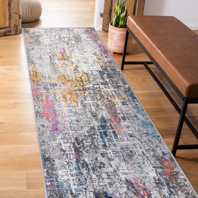 Rugshop Runner Rugs 2x7 Distressed Abstract Stain Resistant Soft Kitchen Rugs