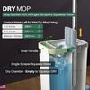 Mop and Bucket Set with Wringer, Flat Mop for Floor Cleaning, 4 Microfiber Pads