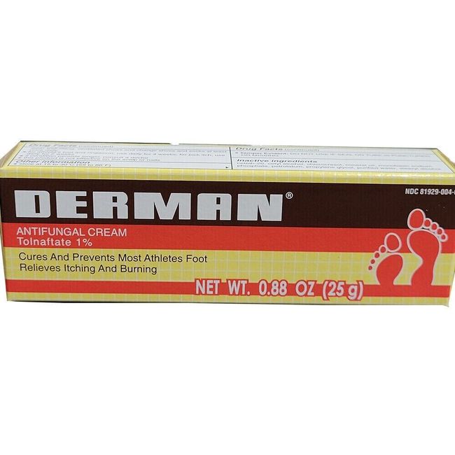 Derman Antifungal Cream Fungus and Athlete's Foot Treatment 0.88 oz