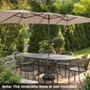15 x 9 Ft Double-Sided Polyester Fabric Patio Umbrella & Crank Handle Vented Top