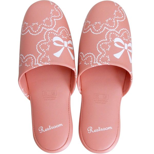 Toilet Slippers Lace and Ribbon Pattern (Women's/Pink) Sanitary Toiletry Slippers [Vinyl, Antibacterial] Women's Toilet Women AS-N9207