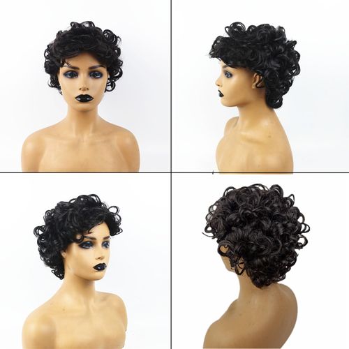 Short Afro Curly Human Hair Wigs, Brazilian Short Curly, Afro Wig, Short Real Hair, Wavy Wigs, Adult Wig Club, Lace Front Curly Synthetic Hair, Heat Resistant Synthetic Carnival
