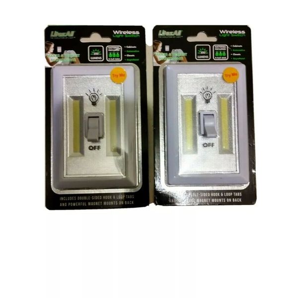 Bright Led Night Light, On/Off Switch, Wireless Portable 200 Lumen Light (2ct)