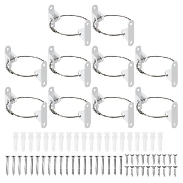 MECCANIXITY 8" Furniture Anchors, 10 Sets Anti Tip Furniture Anchors Stainless Steel Furniture Securing Wall Anchors for Earthquake Straps Home Safety, White