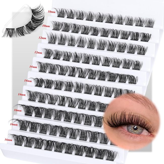 Goddvenus Cluster Lashes D Curl Individual Lashes, 100pcs Lashes Individual Cluster Russian Eyelash Extensions DIY Eyelashes Extension