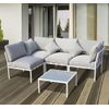 5PC Patio Garden Sofa Set Sectional Furniture Outdoor Couch W/ Cushion Lawn Grey