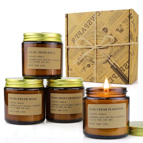 4 Pack Scented Candle Set Soy Wax Candles, Aromatherapy Candles for Home Deco...