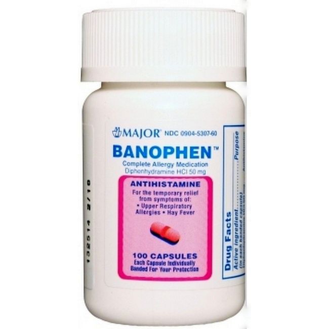 Diphenhydramine 50mg CAPSULES 100ct BANOPHEN ( Antihistamine, Sleep Aid ) ^