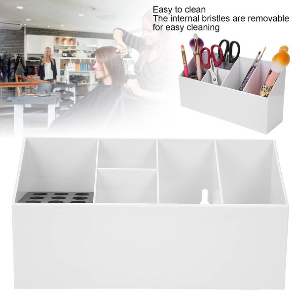 Hairdressing Tool Storage Box Scissors Organizer Holder Hair Clips Combs Multifunctional Sturdy Beautiful Suitable for Salon and Home Use (White)