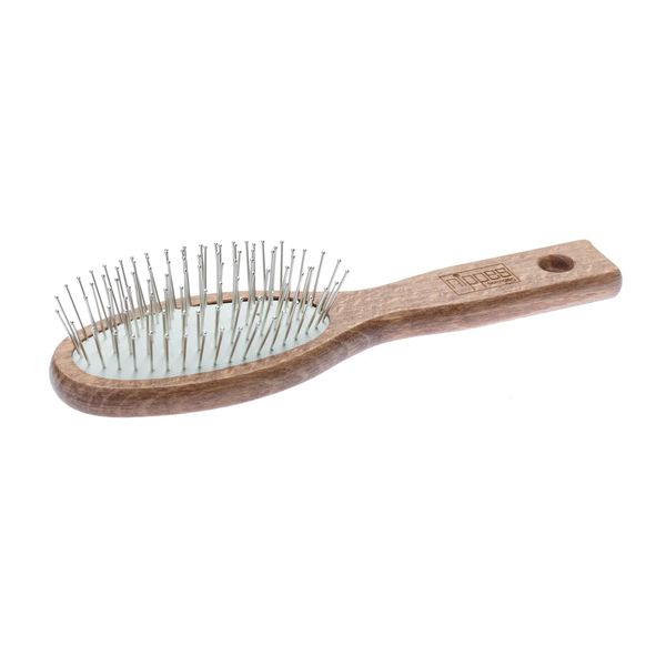 nippes Solingen Pneumatic Hair Brush with 7 Rows of Ball Head Steel Pins | Promotes Blood Circulation of the Scalp | Beech Wood Handle | Natural Fullness and Volume in Hair | Small, Oval