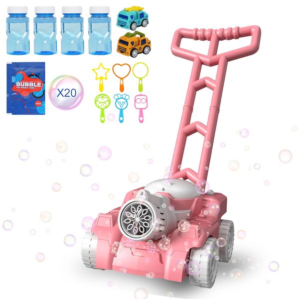 glouslove Bubble Lawn Mower Toy, Bubble Machine Toy for Children, Bubble Lawn Mower Push and Pull Toys Outdoor Toys for Toddlers Preschool Boys Girls Birthday Gifts (with Gifts