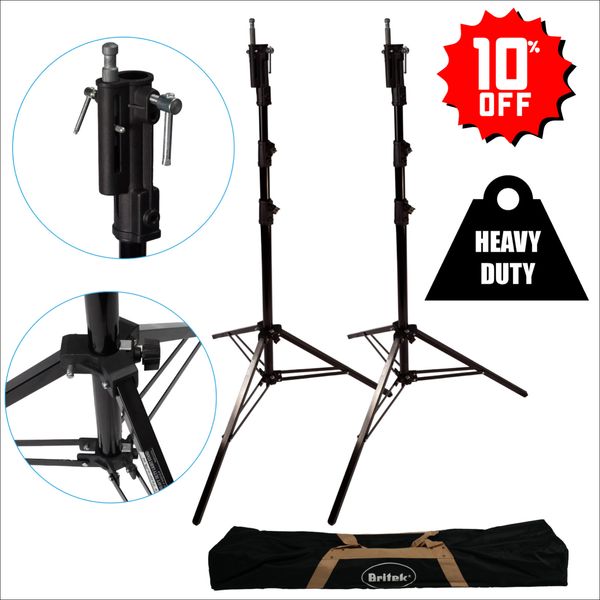 2 PACK - TriMax 9 ft Heavy Duty Thick Steel Stand, Wind Resistant, 3 Sec. 2 Ris.