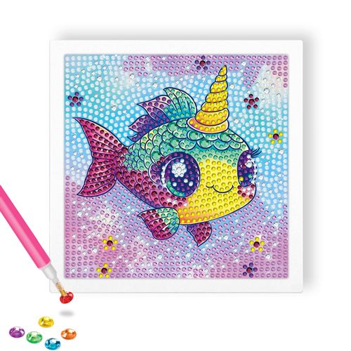 Reofrey Diamond Art Kits for Kids with Frame, DIY Goldfish Diamond Painting Kits, Fun Arts and Crafts Gift for Girls & Boys Ages 4,5,6,7,8,9,10,11,12, Creative Educational Toy for Beginners (7x7 Inch)
