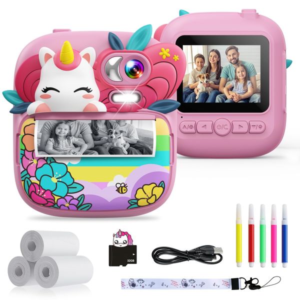 TIATUA Kids Camera Instant Print, Camera for Kids with Printable Photos, Toddler Camera Toys for Children Ages 3-14, Digital Camera for Girls 4 5 6 7 8 9 10 11 12 13 Years Old