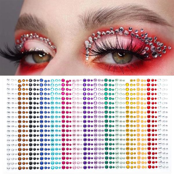 VURYAPI 900 Stück Glitzersteine Selbstklebend,Glitzer Steine Make up, Steinchen Gesicht,Face Jewels, Aufkleben,Klebesteine,3mm,4mm,5mm