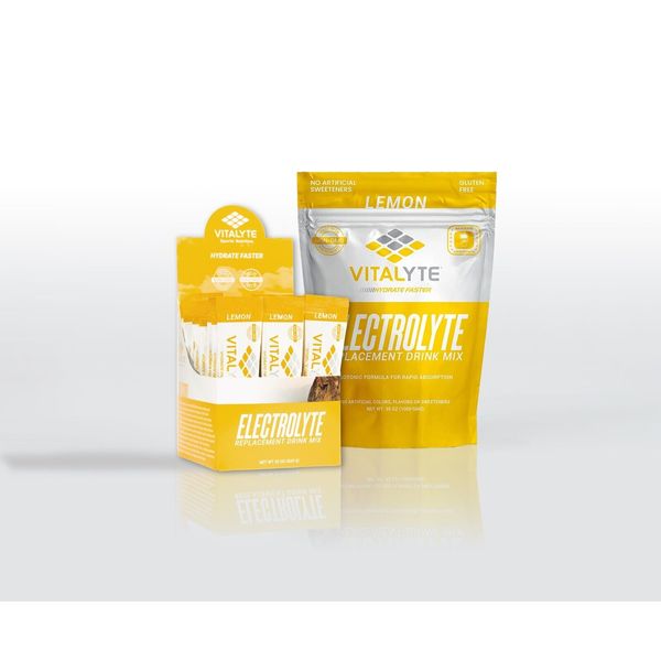 Vitalyte Electrolyte Powder Drink Mix Bundle, Pouch + Packets, Lemon Flavor