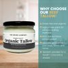 Origin Organic Grassfed Beef Tallow | Certified Premium Quality | Beef Fat Drippings | Food & Skin Grade | Multiple Uses | British Farms (300g Jar)