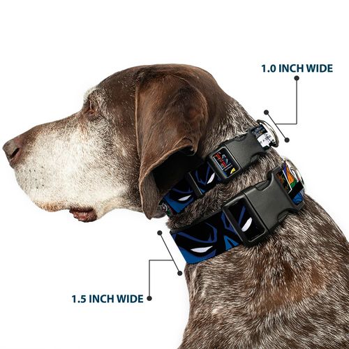 Buckle-Down Plastic Clip Collar - Batman & Joker Comic Strip - 1/2" Wide - Fits 9-15" Neck - Large