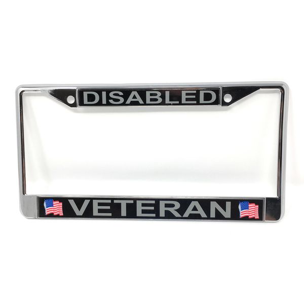 Disabled Veteran Chrome License Plate Frame