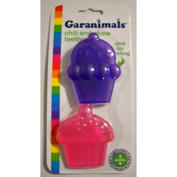 GARANIMALS CHILL AND CHEW CUPCAKE SHAPED TEETHER'S NEW IN PACKAGE 3 MONTHS +