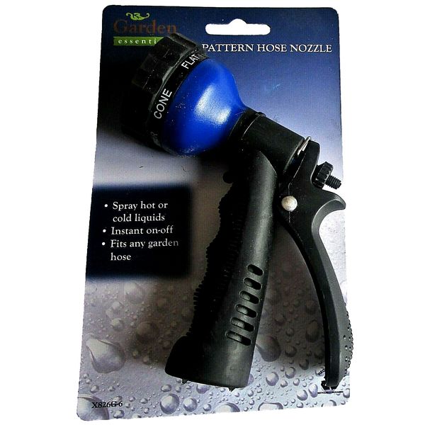 6 PATTERN HOSE NOZZLE ~ Fits Any garden Hose ~ BLUE