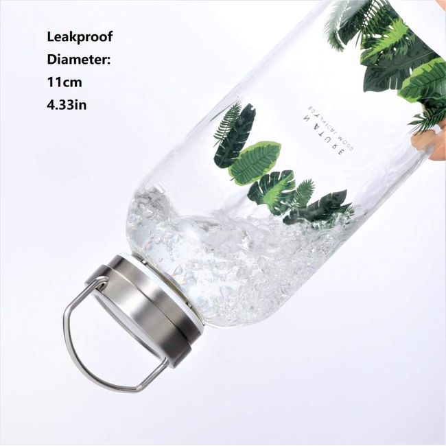 64 OZ Glass Water Bottle - Large Resuable Borosilicate Wide Mouth Glass