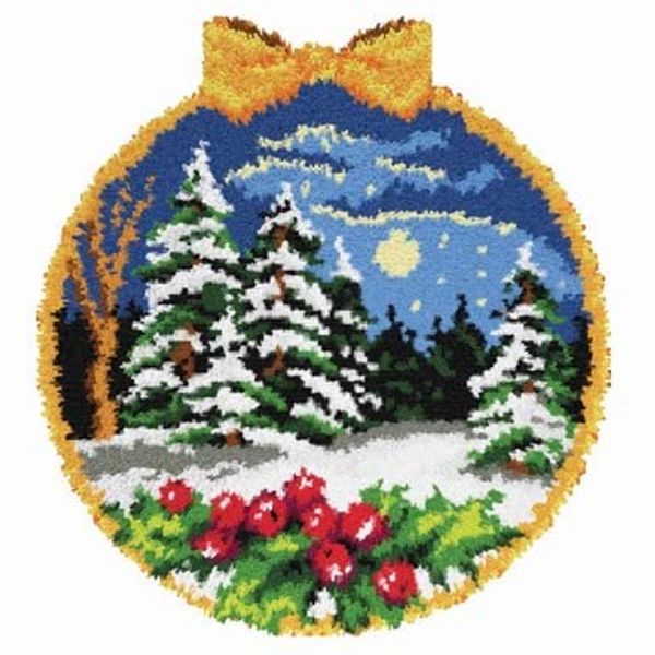 L/HK RUG W/BAUBLE - Latch Hook Kit: Rug: Winter Bauble - Orchidea