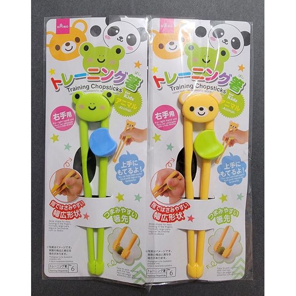 Daiso Japan Kids Training Chopsticks - Kawaii Bear And Frog Set Of 2