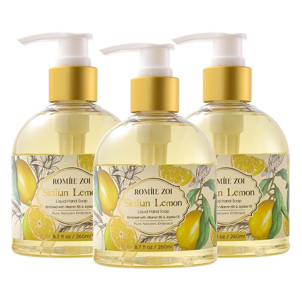 ROMIIE ZOI Liquid Hand Soap with Gift Box - Lemon - 260ml/ 8.7 fl.oz (Pack of 3)