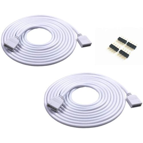 SAMSUCOS 2PCS 2.5m LED Tape Extension Cable for 4 Pin RGB LED Connector Wire Tape Light Strip Light SMD 5050 3528 2835 4x Male Male Connector