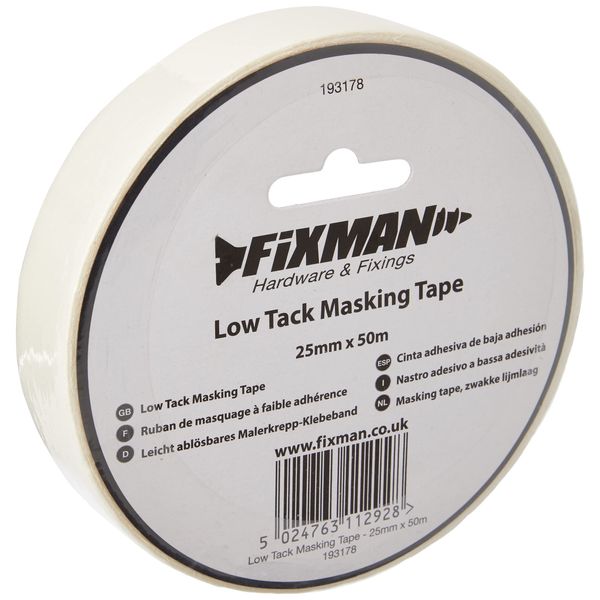 Fixman Decorators Masking Tape Low Tack 25mm x 50m (193178)