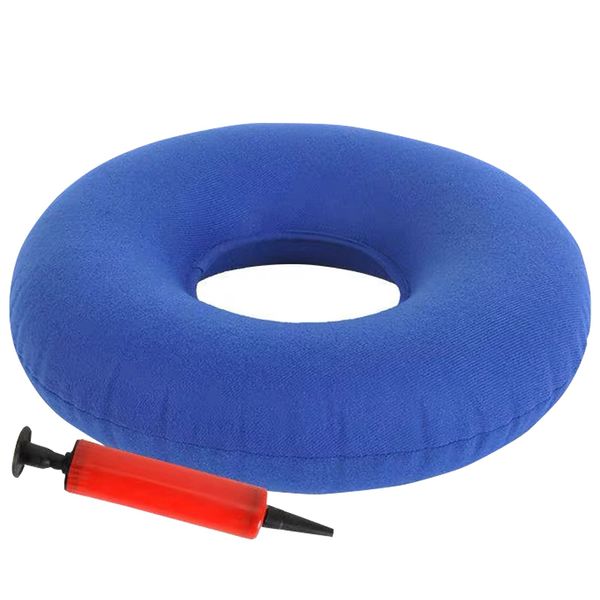 SZXMDKH Donut Cushion Seat, Portable Inflatable Ring Cushion for Hemorrhoid, Tailbone, Coccyx Pain Relief - Air Pump Included (Blue)