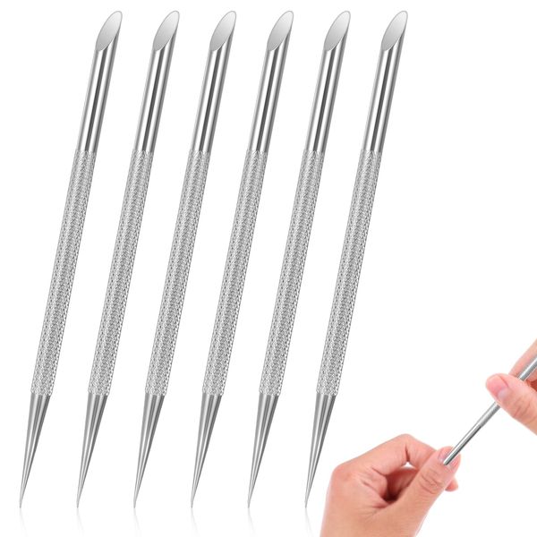 6 spingicuticole Cuticle Pusher professionale spingicuticole in metallo 2 in 1 spatola professionale per spingere le unghie, spatola in metallo Cuticle Pusher per manicure pedicure, detergente per