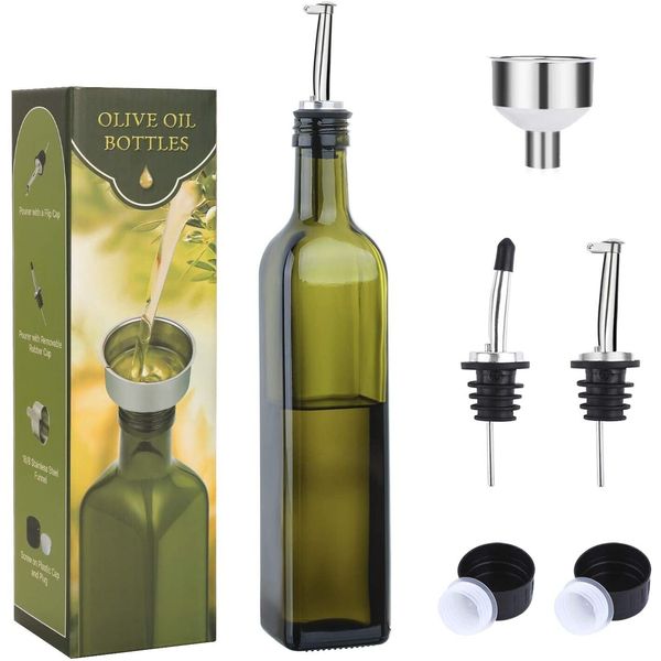 AOZITA 17oz Olive Oil and Vinegar Dispenser 500ml Cruet Bottle with Pourers