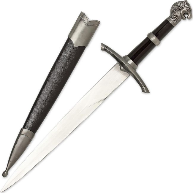 Armory Replicas - Medieval Fantasy 440 Stainless Steel Dagger - Replica Movie Lion Dagger Short Sword w/Hard Scabbard