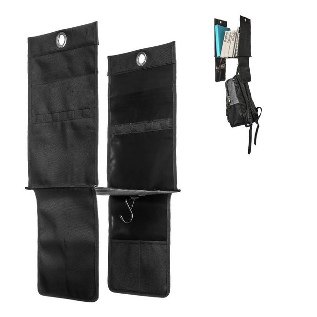 Oxel Hanging Locker Shelf Organizer with 2 Hooks and 4 Small Pockets