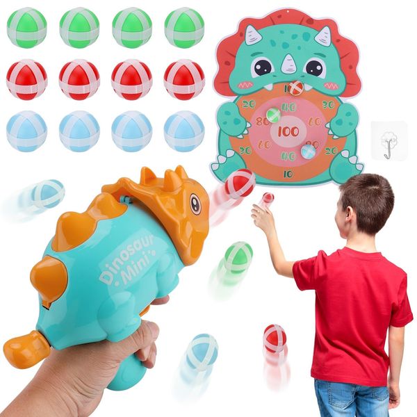 Huiguli Dinosaur Toys, Safe Dart Game Toy Sticky Ball Toy Gun, Kids Blaster Gun Shooting Game for Boys Girls, Safe Dart Game Toy Shooting Game Toy with 12 Balls for Indoor Outdoor Party Games Toys