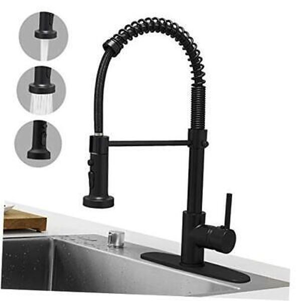 Matte Spring Kitchen Faucet with Pull Down Sprayer, Rv Kitchen Sink Black