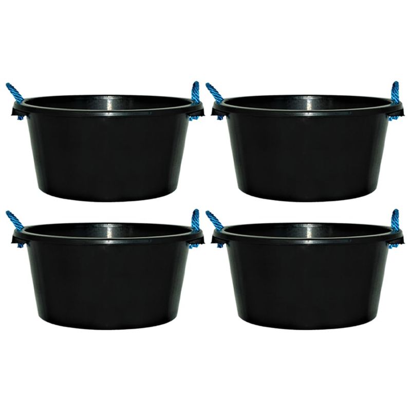 [SET OF 4] - 70L Litre BLACK Bucket with Rope Handles Plaster Mixing ...