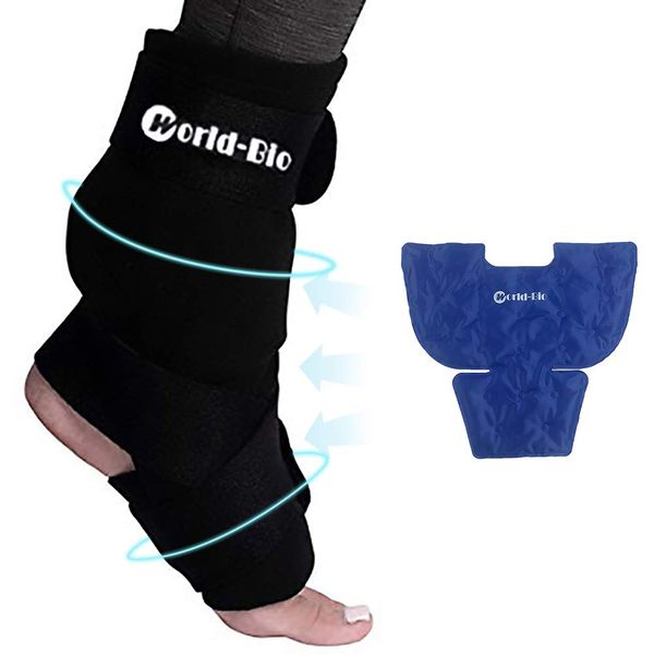 Ankle Ice Pack Wrap for Injuries Reusable Gel Hot Cold Pack for Foot Pain Hot Cold Compress Therapy Ice Pack for Achilles Tendonitis and Plantar Fasciitis