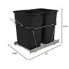 Double 35 Qt Full Extension Pull-Out Bottom Mount Kitchen Trash Can Waste Bin Co