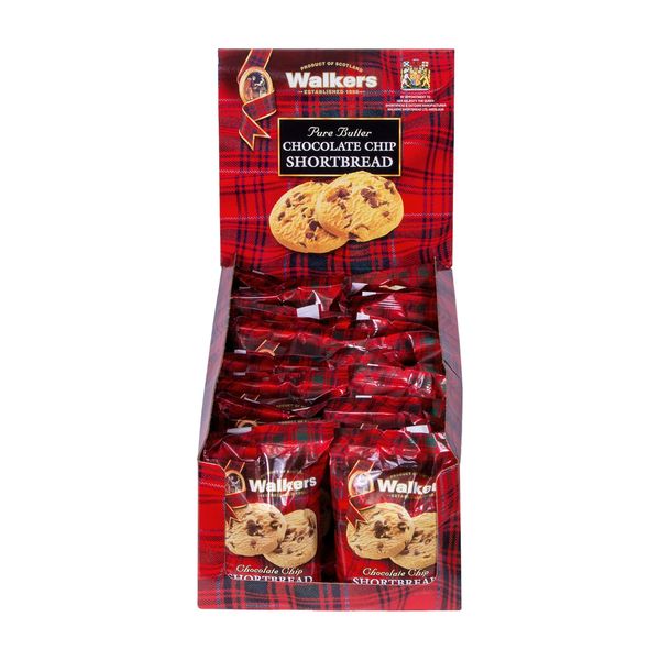 Walker's Shortbread Chocolate Chip Cookies, Pure Butter Shortbread Cookies, 1.4 Oz Snack Packs (Pack of 20)