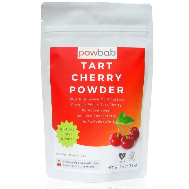 powbab Tart Cherry Powder-100% USA Montmorency Organic Whole Tart Cherry (3.4oz)