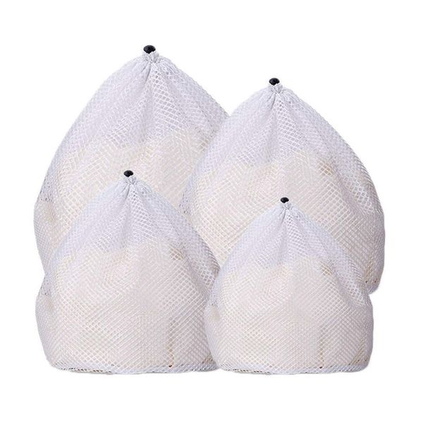 kuou 4 Pcs Drawstring Mesh Laundry Bag, 4 Sizes Durable Laundry Net Washing Bag for Washing Machine Travel, Delicates, Bra, Baby Cloths,Toy Storage