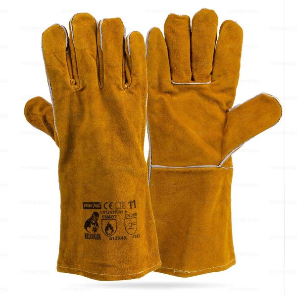 WELDING GLOVES HIGH TEMPERATURE STOVE LONG LINED WELDERS GAUNTLETS LOG FIRE, KEVLAR