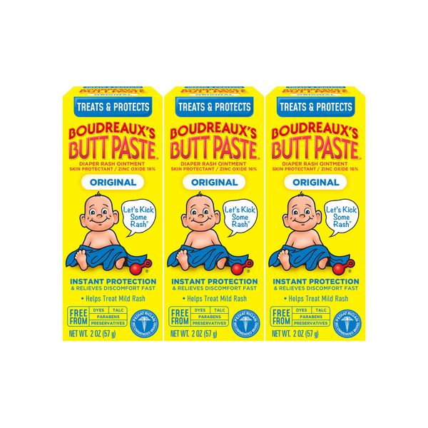 Boudreaux's Butt Paste Original Diaper Rash Cream, 2 Ounce (Pack of 3)